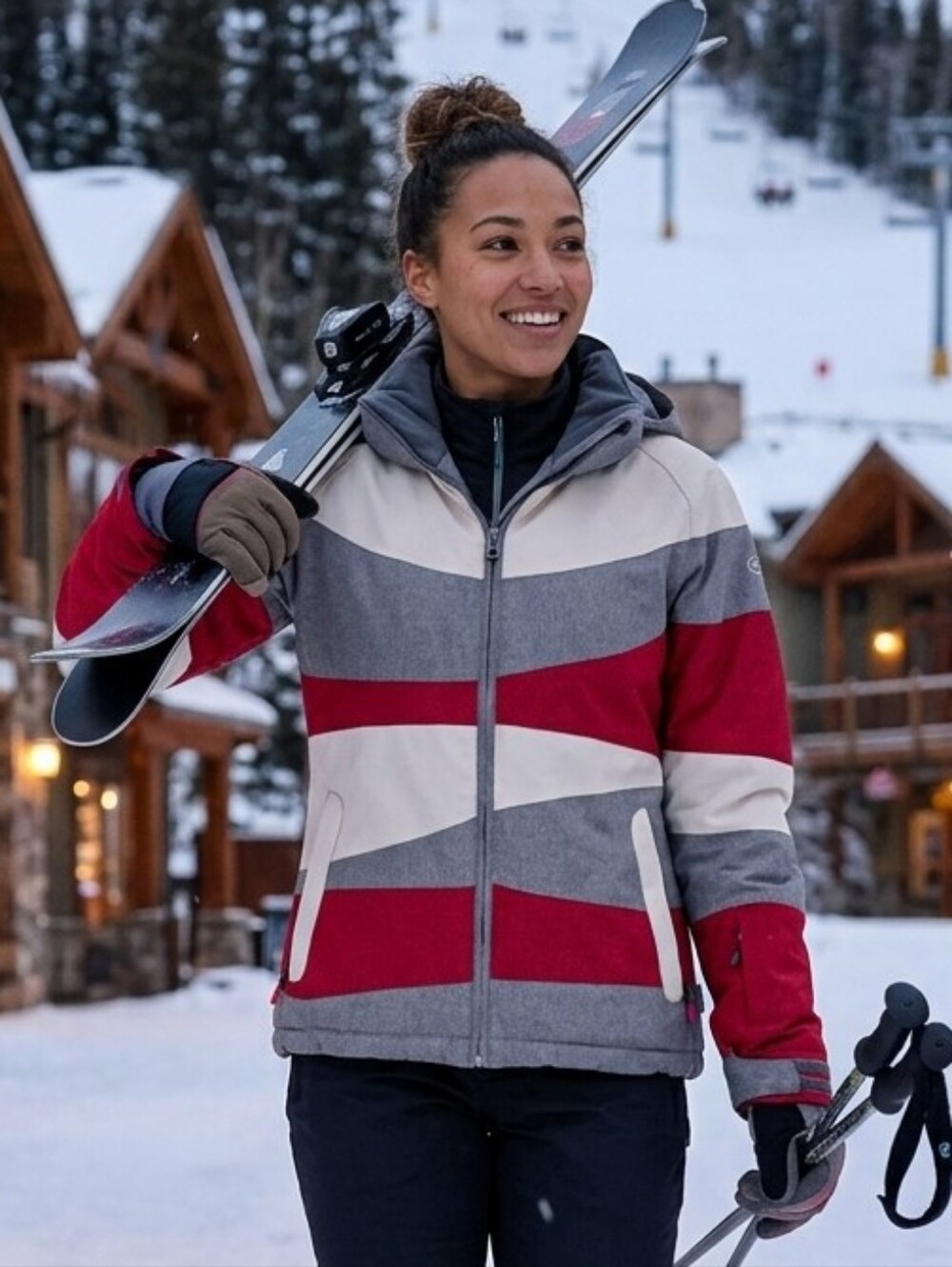 Firefly Women's Gorpcore Ski Snowboard Hooded Red Colorblock Jacket Size Small